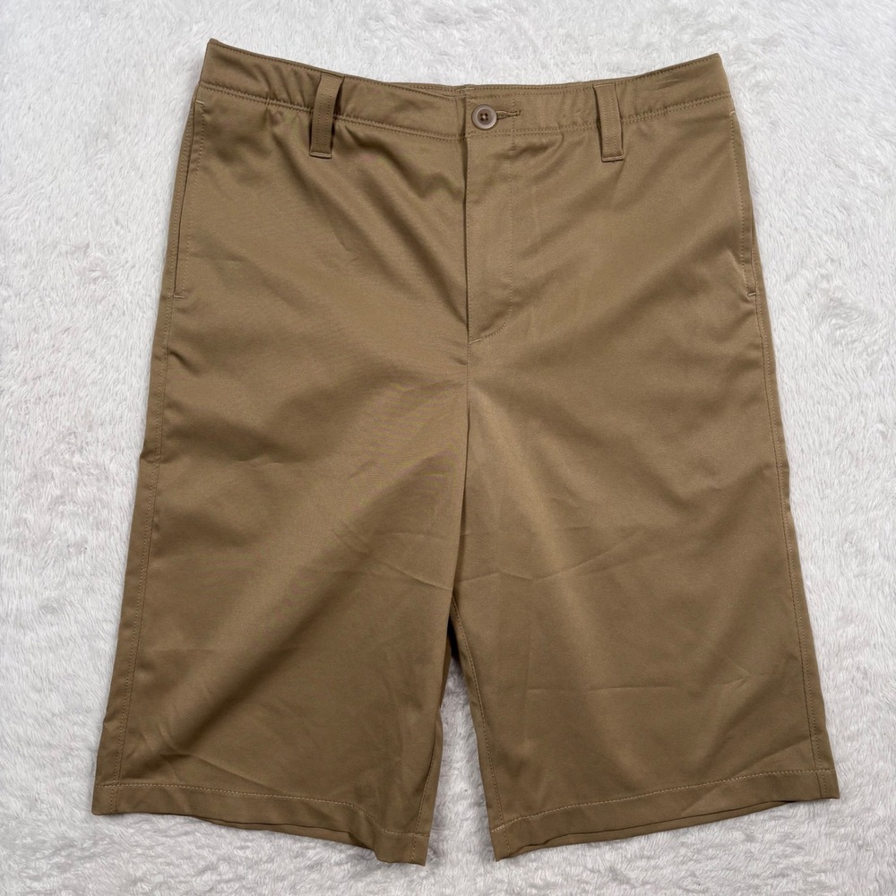 NEW Under Armour Performance Golf Shorts BOY 18 MEN 30 Tan Stretch HeatGear Gift